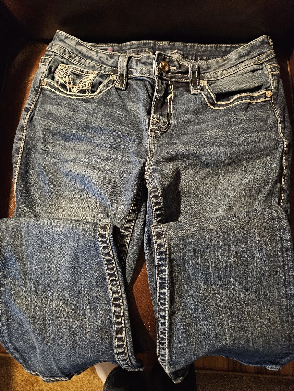 Women's Bootcut Denim Jeans in Medium Blue - Casual Everyday Style